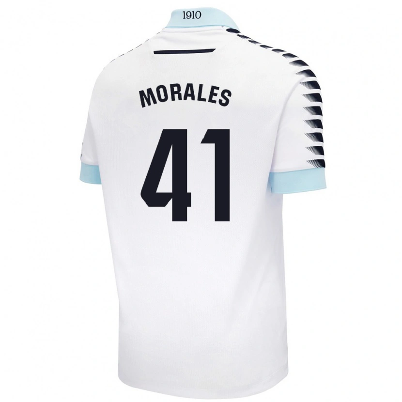 Danxen Enfant Maillot Luis Morales #41 Blanc Bleu Tenues Extérieur 2024/25 T-Shirt