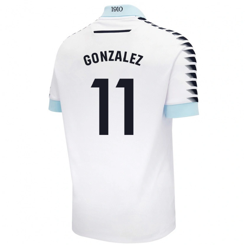 Danxen Enfant Maillot Chus González #11 Blanc Bleu Tenues Extérieur 2024/25 T-Shirt