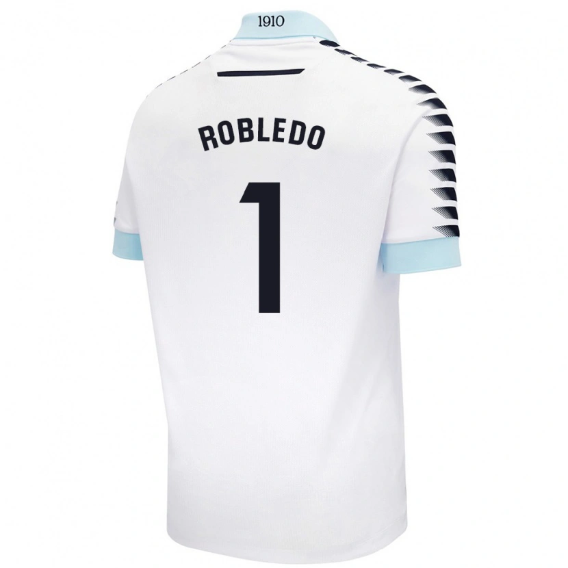 Danxen Enfant Maillot Robledo #1 Blanc Bleu Tenues Extérieur 2024/25 T-Shirt