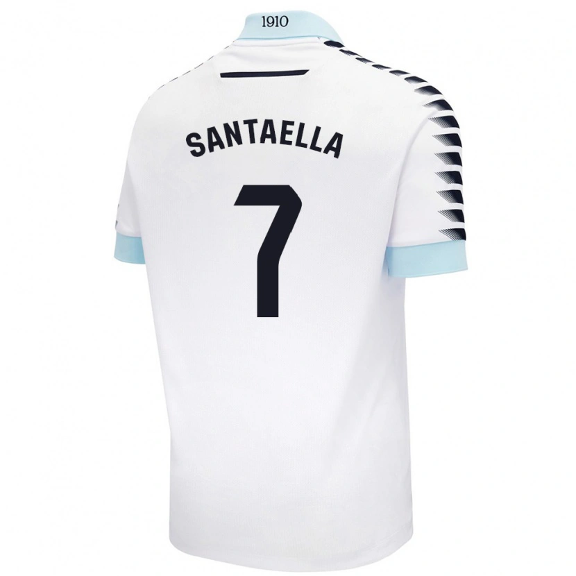 Danxen Enfant Maillot Natalia Santaella Picón #7 Blanc Bleu Tenues Extérieur 2024/25 T-Shirt