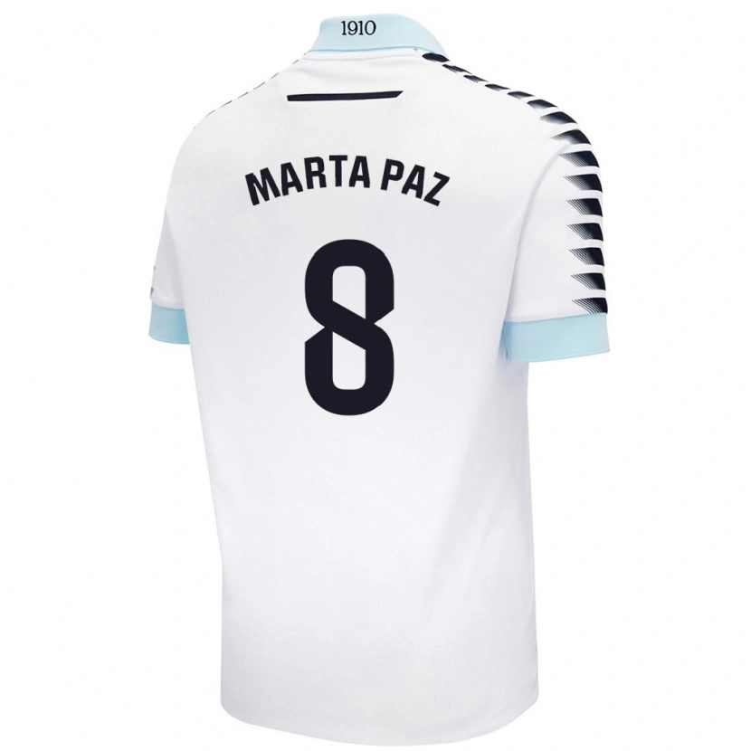 Danxen Enfant Maillot Marta Milagros Paz Cruz #8 Blanc Bleu Tenues Extérieur 2024/25 T-Shirt