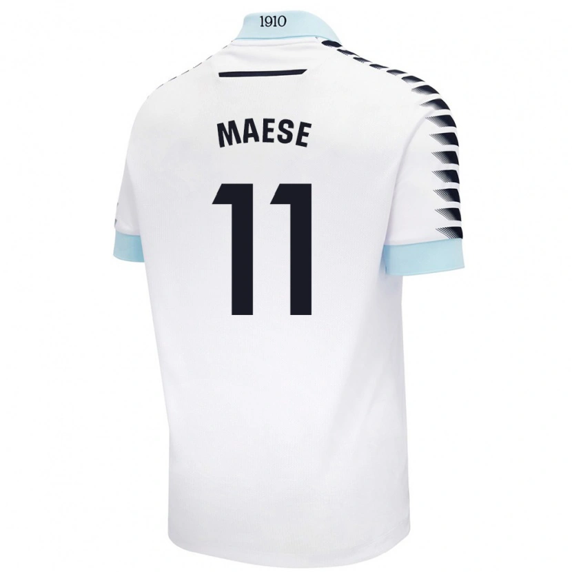 Danxen Enfant Maillot María Del Carmen Maese Gaitán #11 Blanc Bleu Tenues Extérieur 2024/25 T-Shirt