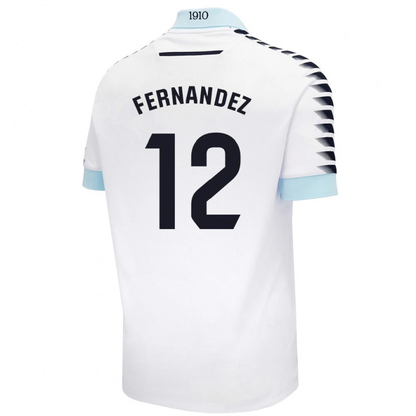 Danxen Enfant Maillot Sandra Fernández León #12 Blanc Bleu Tenues Extérieur 2024/25 T-Shirt