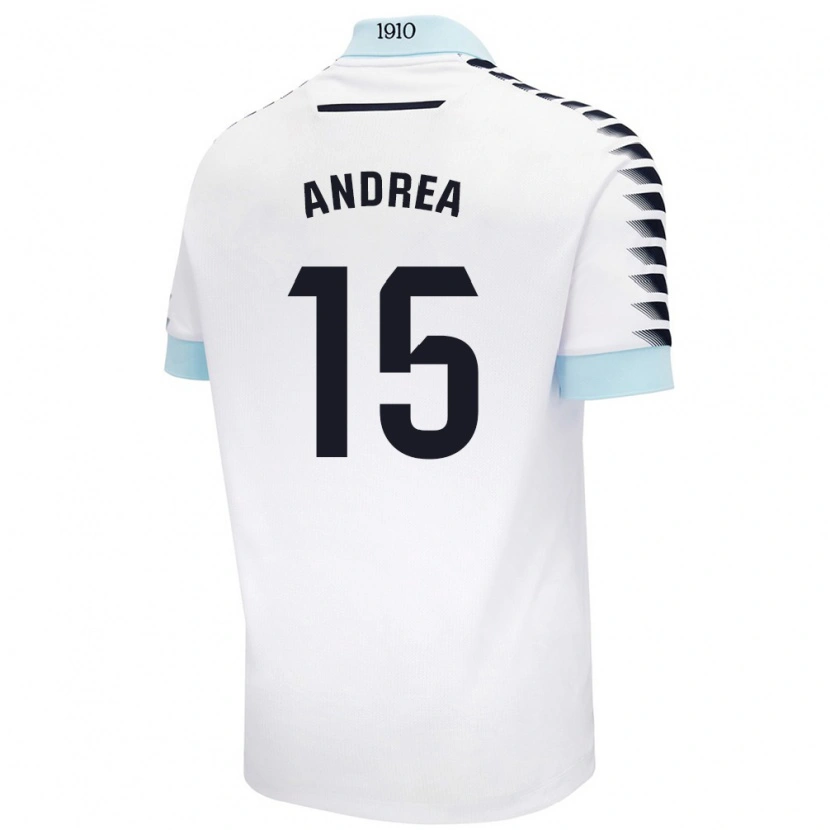 Danxen Enfant Maillot Andrea Sánchez Moreno #15 Blanc Bleu Tenues Extérieur 2024/25 T-Shirt