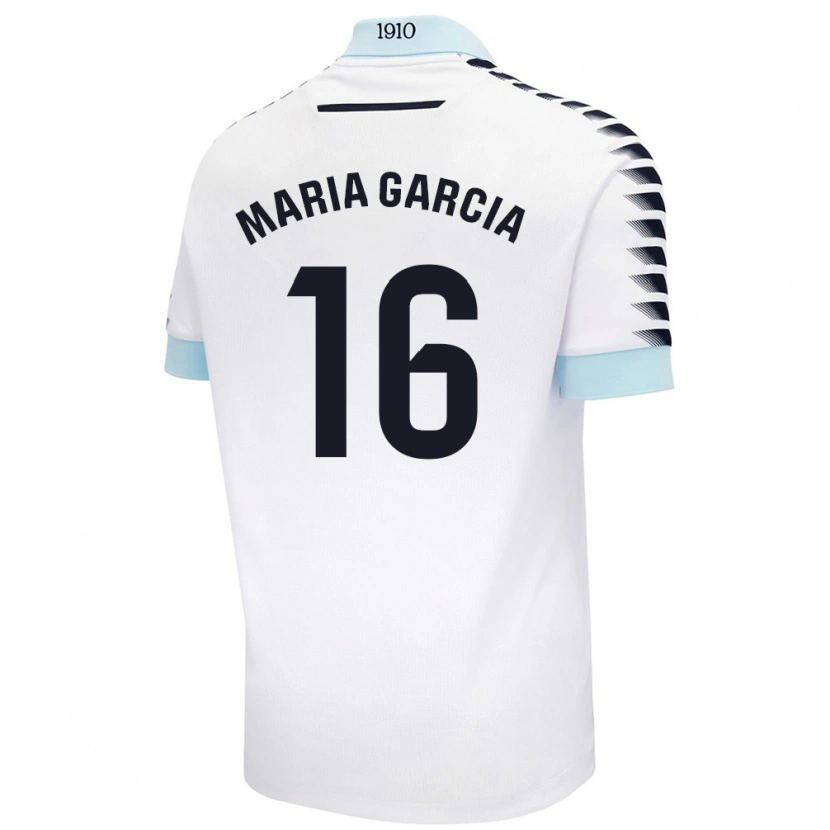 Danxen Enfant Maillot Maria García Fernández #16 Blanc Bleu Tenues Extérieur 2024/25 T-Shirt