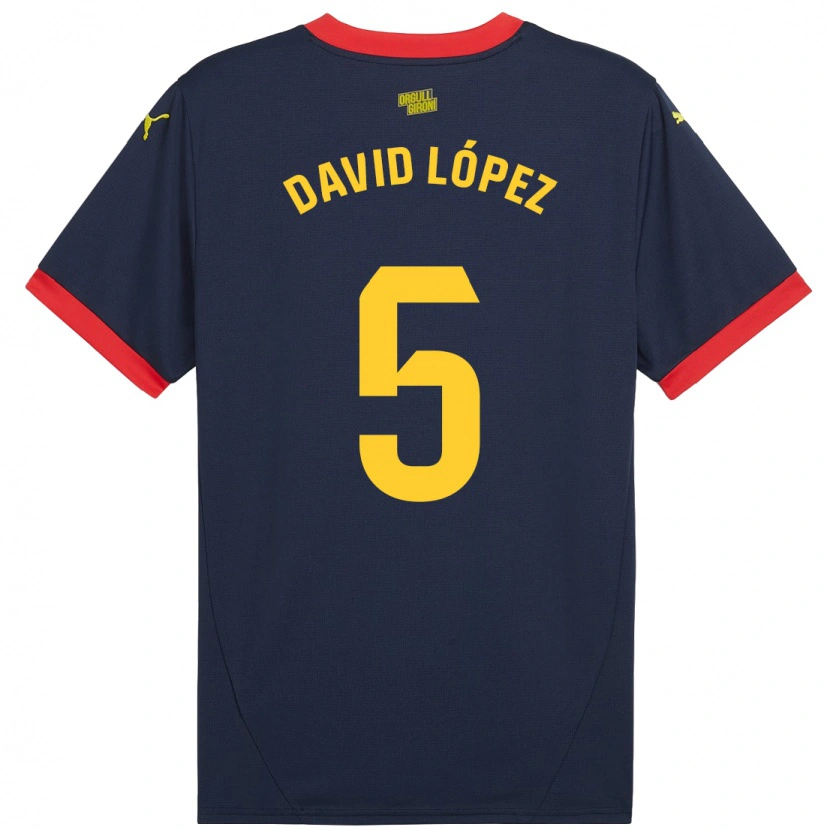 Danxen Enfant Maillot David López #5 Bleu Marine Rouge Tenues Extérieur 2024/25 T-Shirt