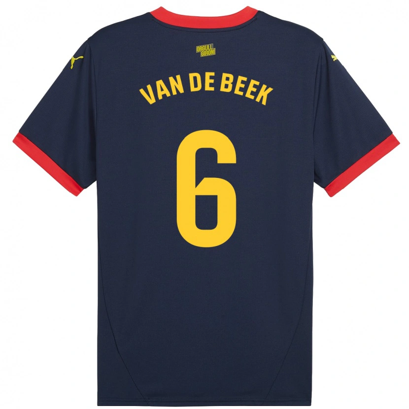 Danxen Enfant Maillot Donny Van De Beek #6 Bleu Marine Rouge Tenues Extérieur 2024/25 T-Shirt