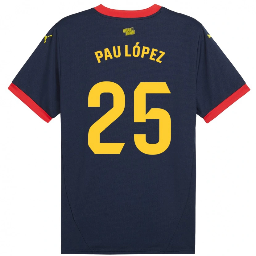 Danxen Enfant Maillot Pau López #25 Bleu Marine Rouge Tenues Extérieur 2024/25 T-Shirt