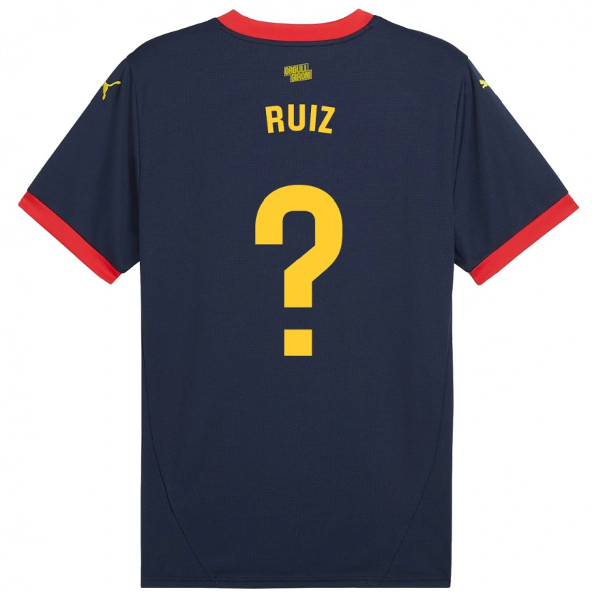 Danxen Enfant Maillot Ferran Ruiz #0 Bleu Marine Rouge Tenues Extérieur 2024/25 T-Shirt