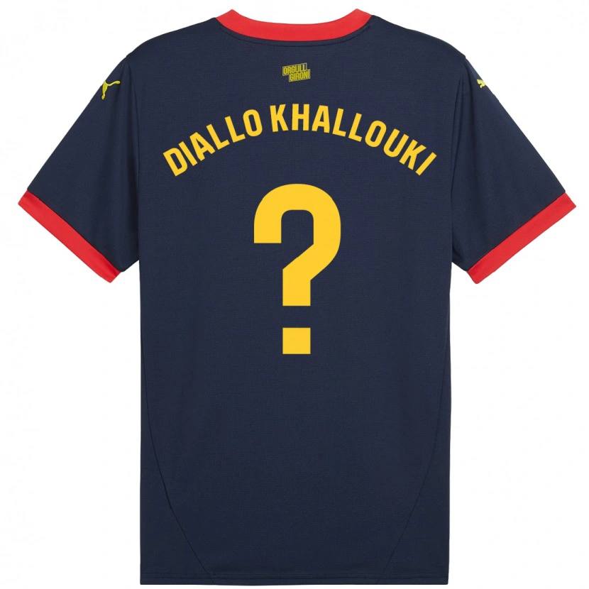 Danxen Enfant Maillot Siaka Diallo Khallouki #0 Bleu Marine Rouge Tenues Extérieur 2024/25 T-Shirt