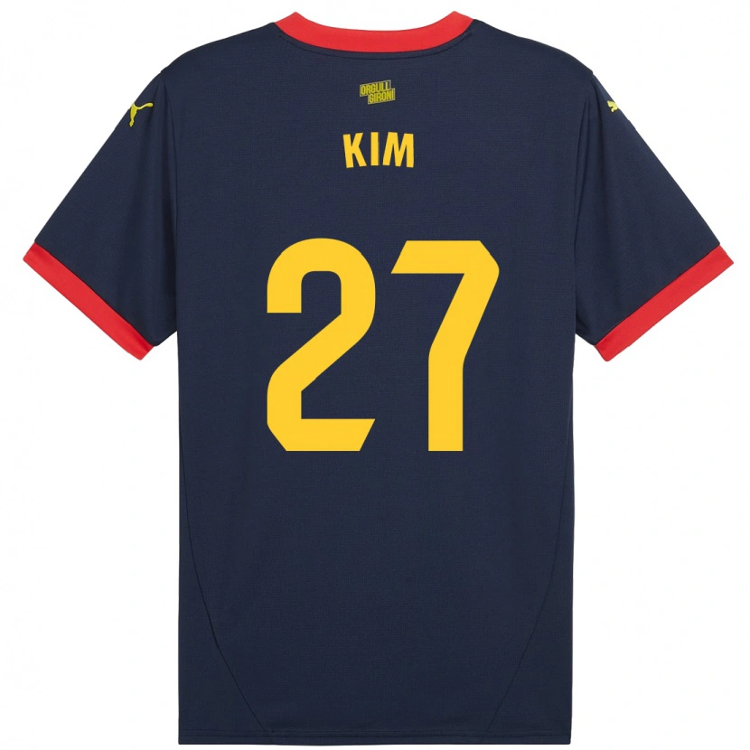 Danxen Enfant Maillot Min-Su Kim #27 Bleu Marine Rouge Tenues Extérieur 2024/25 T-Shirt