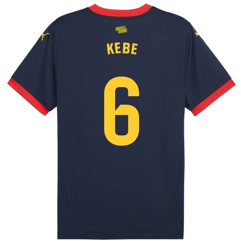 Danxen Enfant Maillot Ibrahima Kébé #6 Bleu Marine Rouge Tenues Extérieur 2024/25 T-Shirt