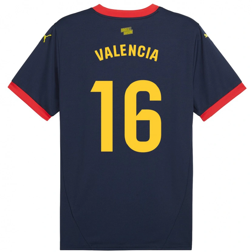 Danxen Enfant Maillot Carla Valencia #16 Bleu Marine Rouge Tenues Extérieur 2024/25 T-Shirt