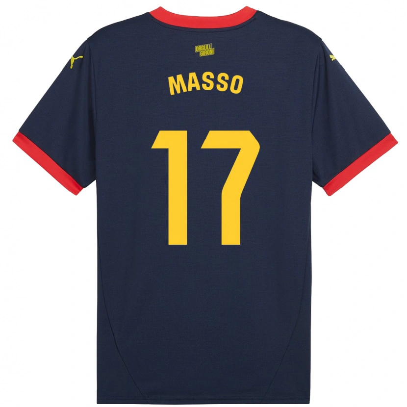 Danxen Enfant Maillot Ainoa Massó #17 Bleu Marine Rouge Tenues Extérieur 2024/25 T-Shirt