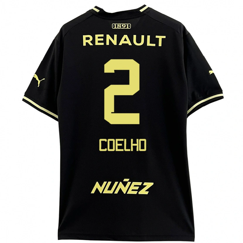 Danxen Enfant Maillot Léo Coelho #2 Noir Jaune Tenues Extérieur 2024/25 T-Shirt