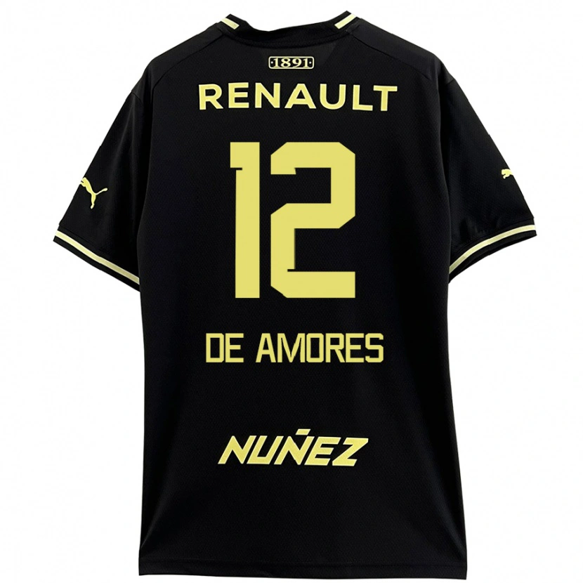 Danxen Enfant Maillot Guillermo De Amores #12 Noir Jaune Tenues Extérieur 2024/25 T-Shirt