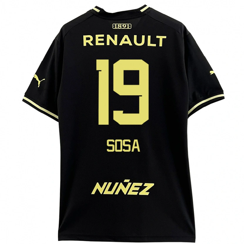 Danxen Enfant Maillot Diego Sosa #19 Noir Jaune Tenues Extérieur 2024/25 T-Shirt