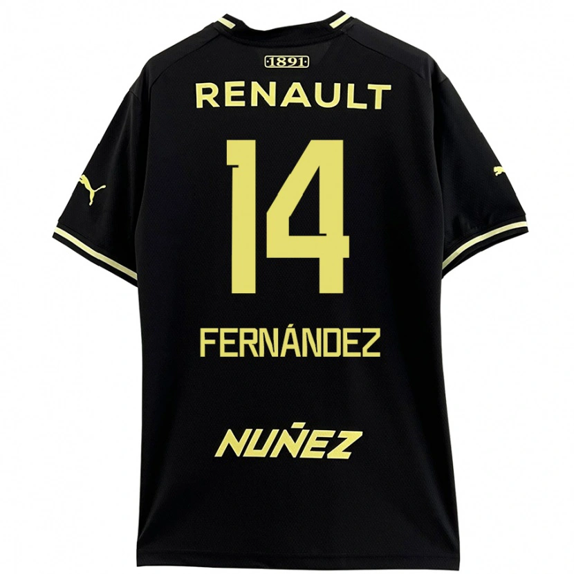 Danxen Enfant Maillot Faustino Fernández #14 Noir Jaune Tenues Extérieur 2024/25 T-Shirt