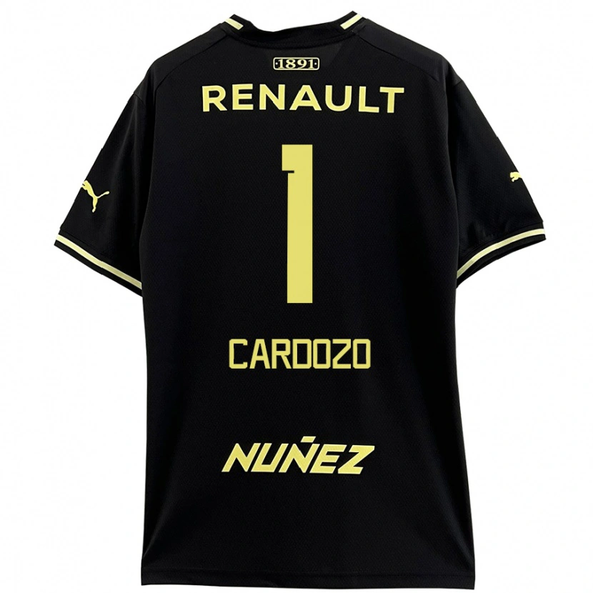 Danxen Enfant Maillot Thiago Cardozo #1 Noir Jaune Tenues Extérieur 2024/25 T-Shirt