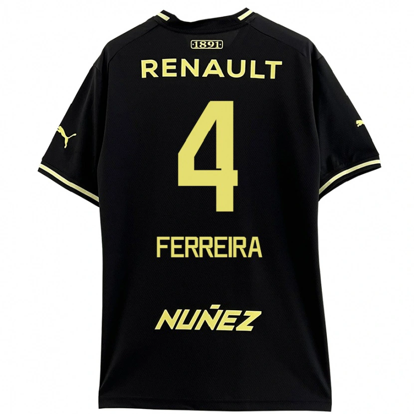 Danxen Enfant Maillot Joaquín Ferreira #4 Noir Jaune Tenues Extérieur 2024/25 T-Shirt