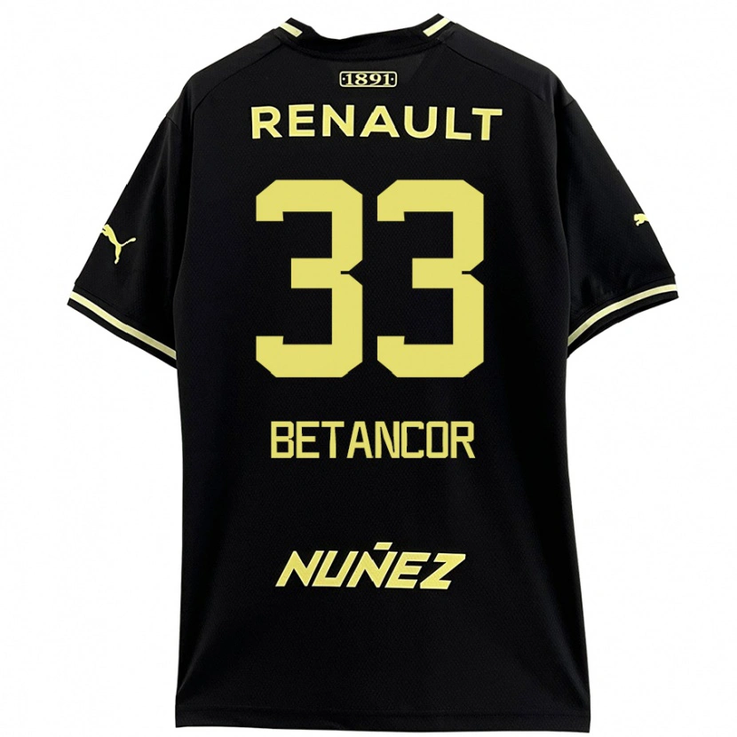 Danxen Enfant Maillot Bruno Betancor #33 Noir Jaune Tenues Extérieur 2024/25 T-Shirt