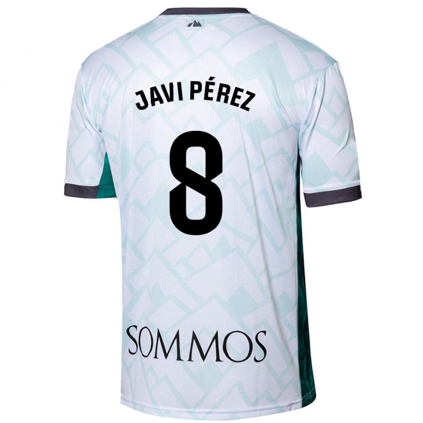 Danxen Enfant Maillot Javi Pérez #8 Blanc Vert Tenues Extérieur 2024/25 T-Shirt