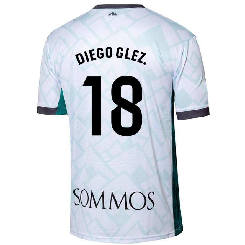 Danxen Enfant Maillot Diego González #18 Blanc Vert Tenues Extérieur 2024/25 T-Shirt