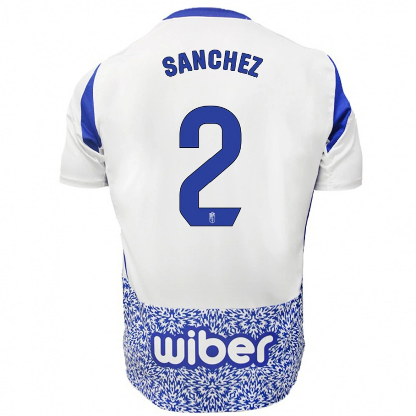 Danxen Enfant Maillot Rubén Sánchez #2 Blanc Bleu Tenues Extérieur 2024/25 T-Shirt