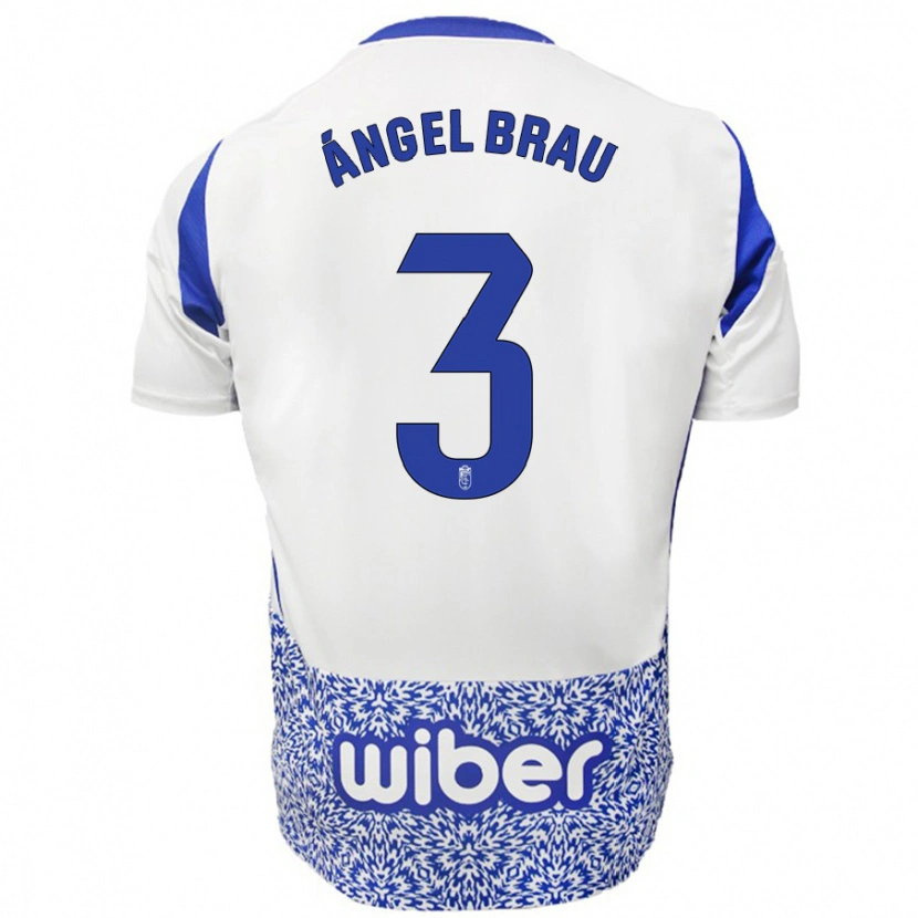 Danxen Enfant Maillot Miguel Ángel Brau #3 Blanc Bleu Tenues Extérieur 2024/25 T-Shirt