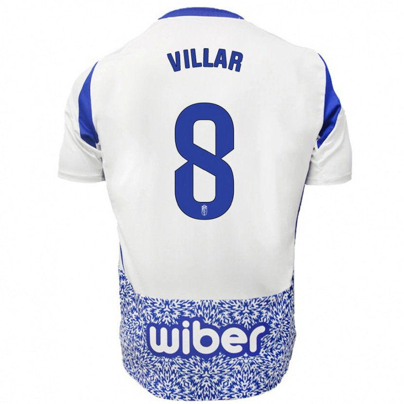 Danxen Enfant Maillot Gonzalo Villar #8 Blanc Bleu Tenues Extérieur 2024/25 T-Shirt