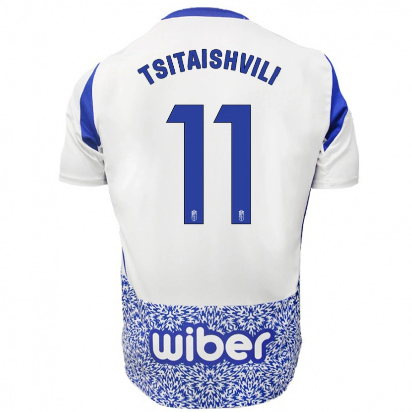 Danxen Enfant Maillot Georgiy Tsitaishvili #11 Blanc Bleu Tenues Extérieur 2024/25 T-Shirt