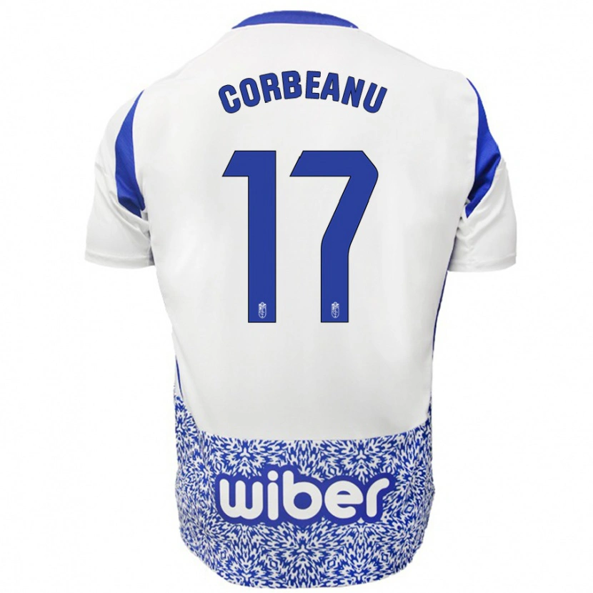 Danxen Enfant Maillot Theo Corbeanu #17 Blanc Bleu Tenues Extérieur 2024/25 T-Shirt