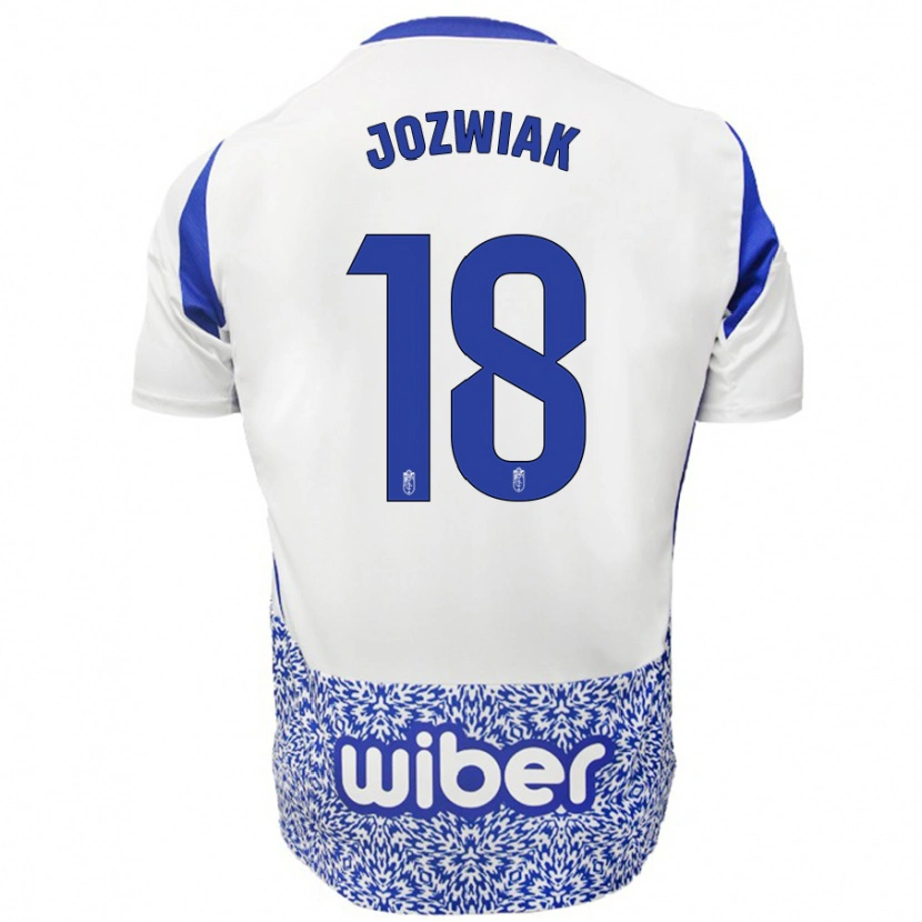 Danxen Enfant Maillot Kamil Jóźwiak #18 Blanc Bleu Tenues Extérieur 2024/25 T-Shirt