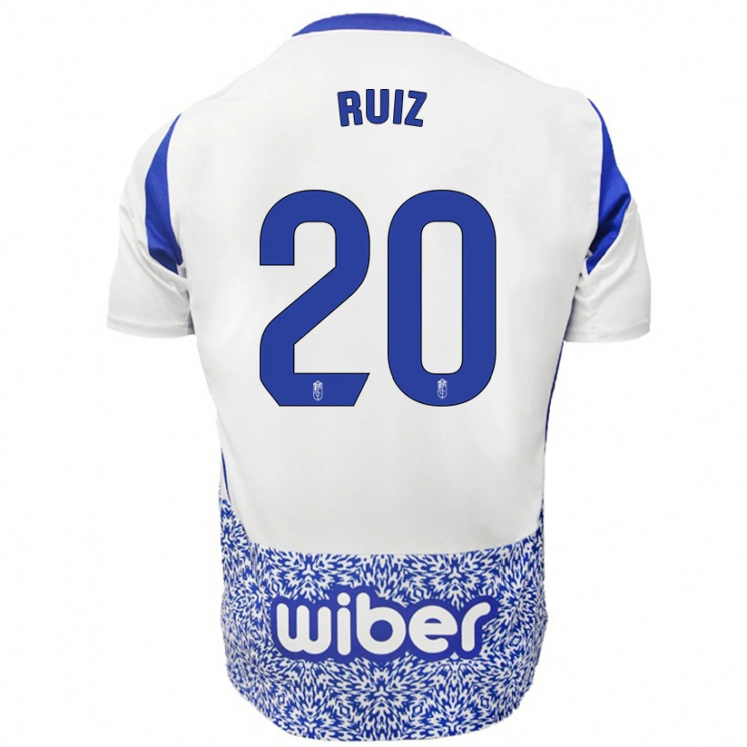 Danxen Enfant Maillot Sergio Ruiz #20 Blanc Bleu Tenues Extérieur 2024/25 T-Shirt