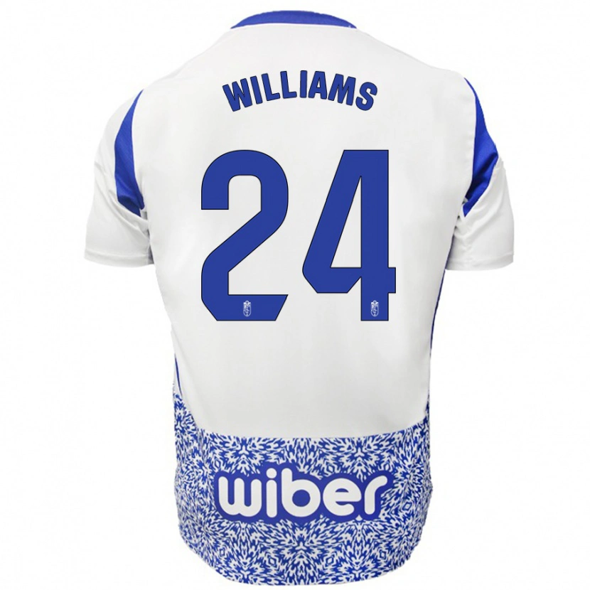 Danxen Enfant Maillot Loïc Williams #24 Blanc Bleu Tenues Extérieur 2024/25 T-Shirt