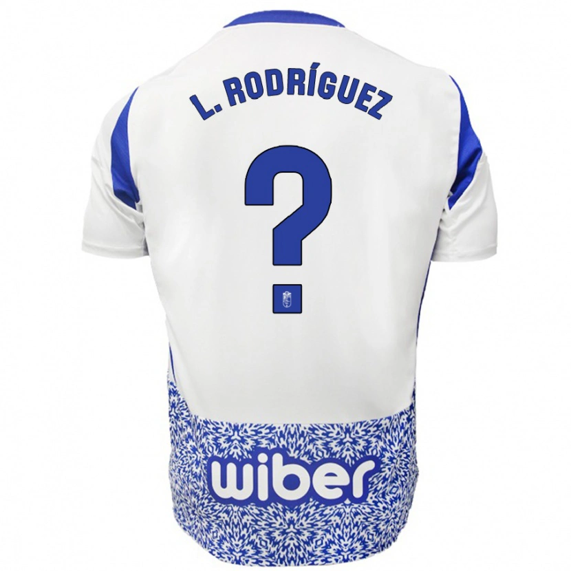 Danxen Enfant Maillot Iker López Rodríguez #0 Blanc Bleu Tenues Extérieur 2024/25 T-Shirt