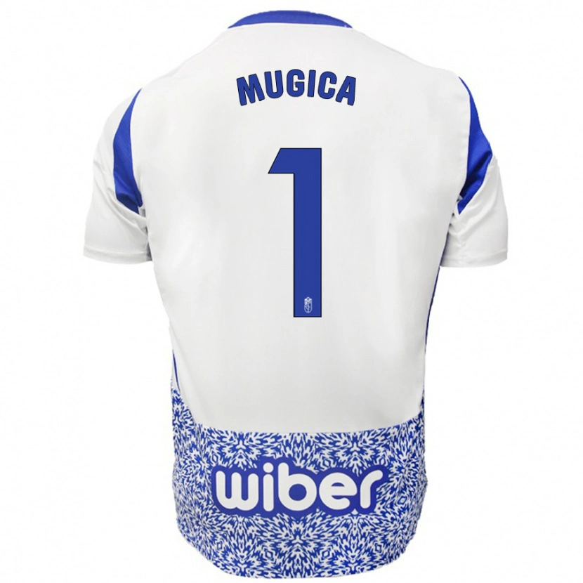 Danxen Enfant Maillot Juan Múgica #1 Blanc Bleu Tenues Extérieur 2024/25 T-Shirt