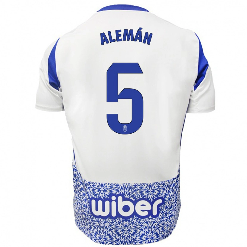 Danxen Enfant Maillot Carlos Alemán #5 Blanc Bleu Tenues Extérieur 2024/25 T-Shirt