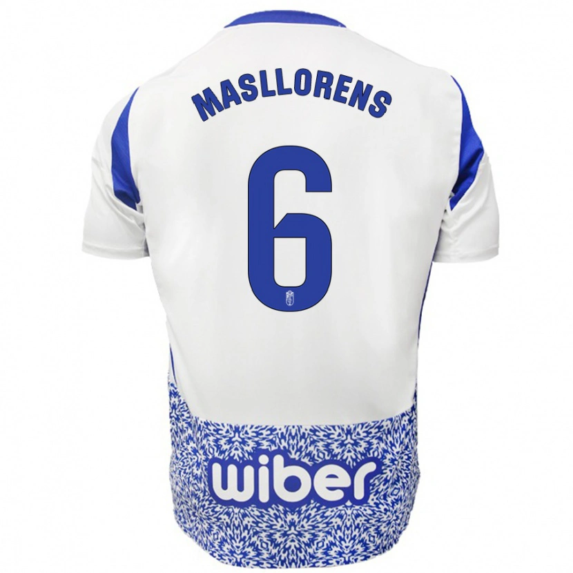 Danxen Enfant Maillot José Masllorens #6 Blanc Bleu Tenues Extérieur 2024/25 T-Shirt