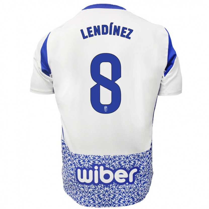 Danxen Enfant Maillot Juanma Lendínez #8 Blanc Bleu Tenues Extérieur 2024/25 T-Shirt