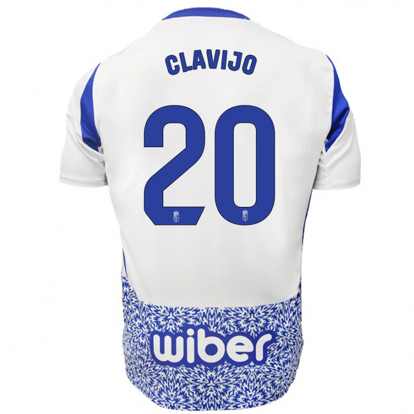 Danxen Enfant Maillot Dani Clavijo #20 Blanc Bleu Tenues Extérieur 2024/25 T-Shirt