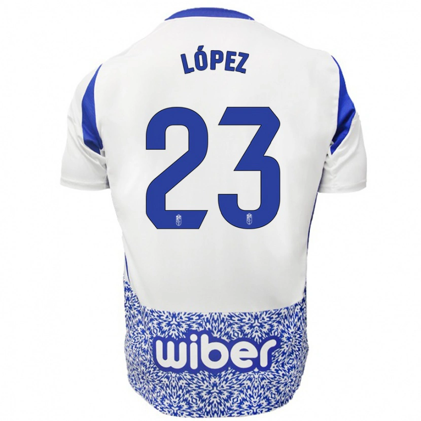 Danxen Enfant Maillot Diego López #23 Blanc Bleu Tenues Extérieur 2024/25 T-Shirt