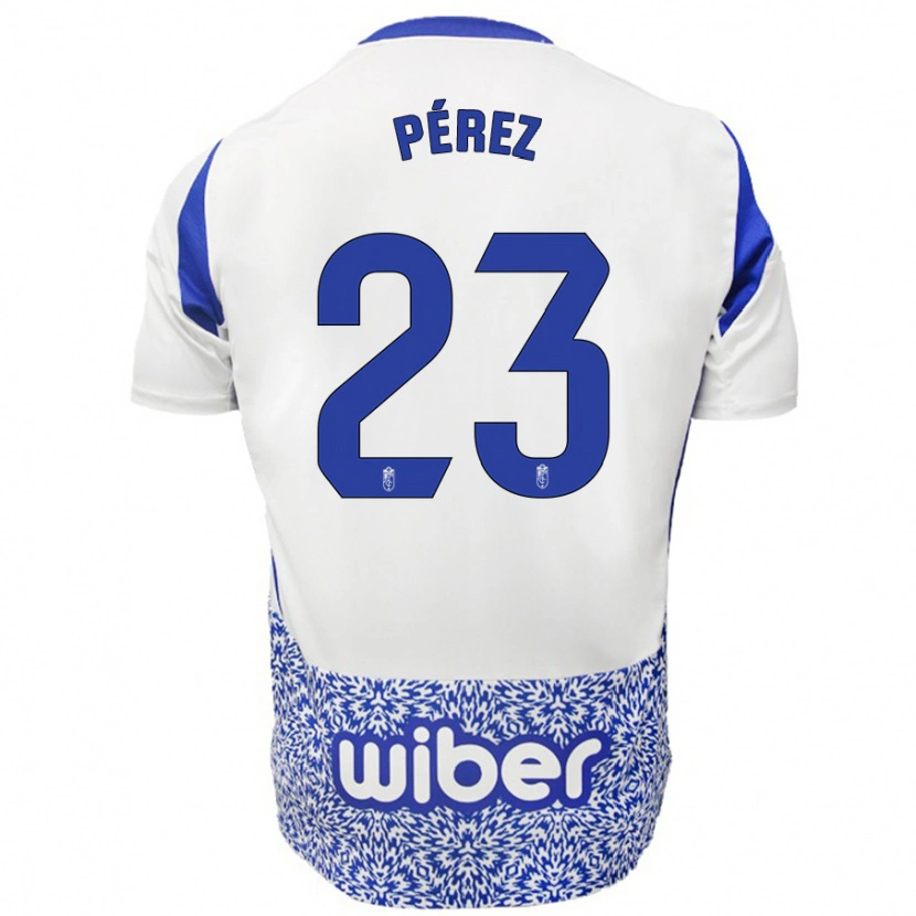 Danxen Enfant Maillot Lucas Pérez #23 Blanc Bleu Tenues Extérieur 2024/25 T-Shirt