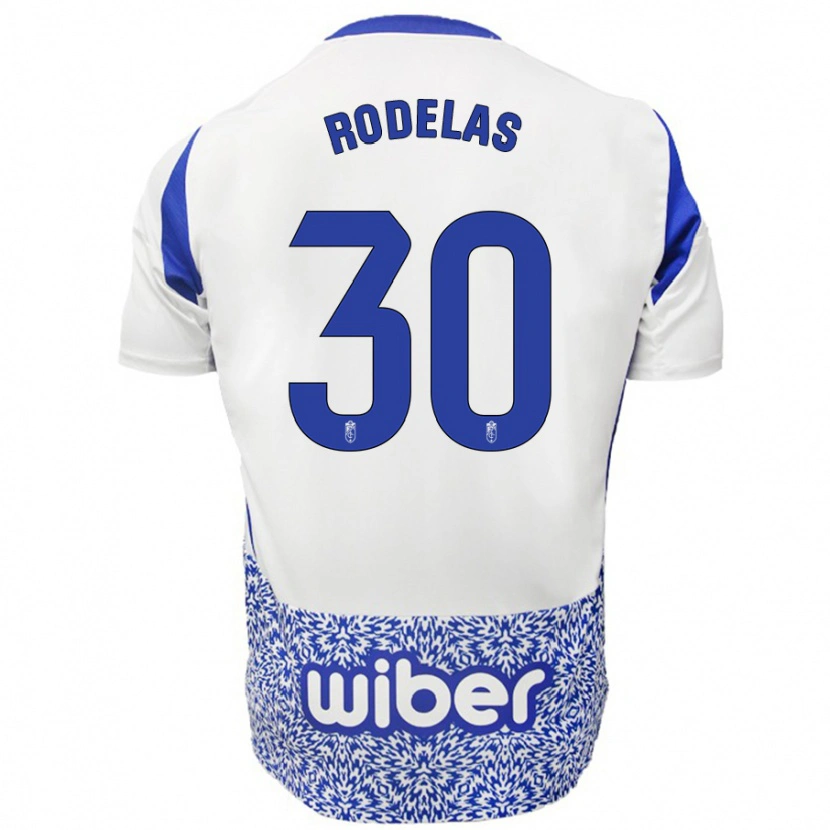 Danxen Enfant Maillot Sergio Rodelas #30 Blanc Bleu Tenues Extérieur 2024/25 T-Shirt