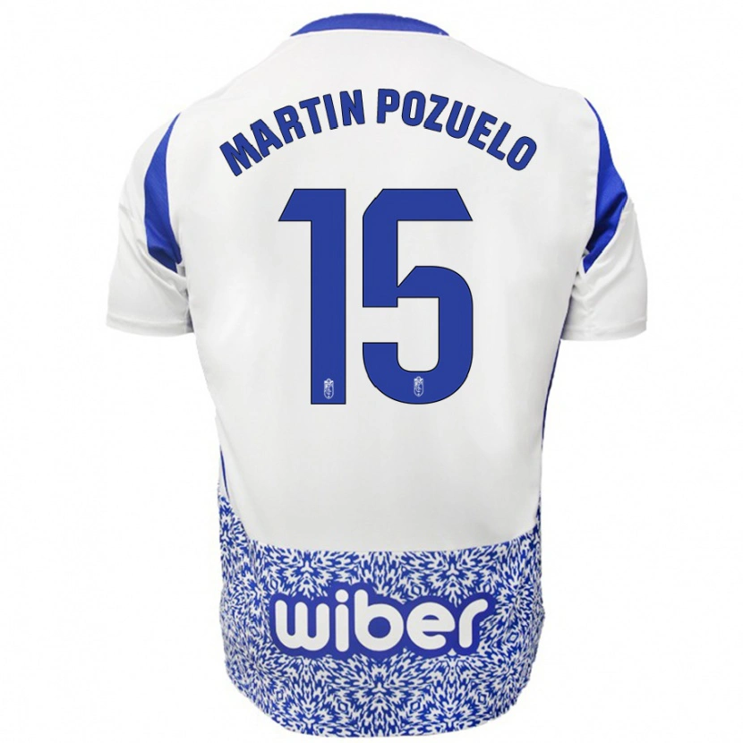 Danxen Enfant Maillot Esther Martín-Pozuelo #15 Blanc Bleu Tenues Extérieur 2024/25 T-Shirt