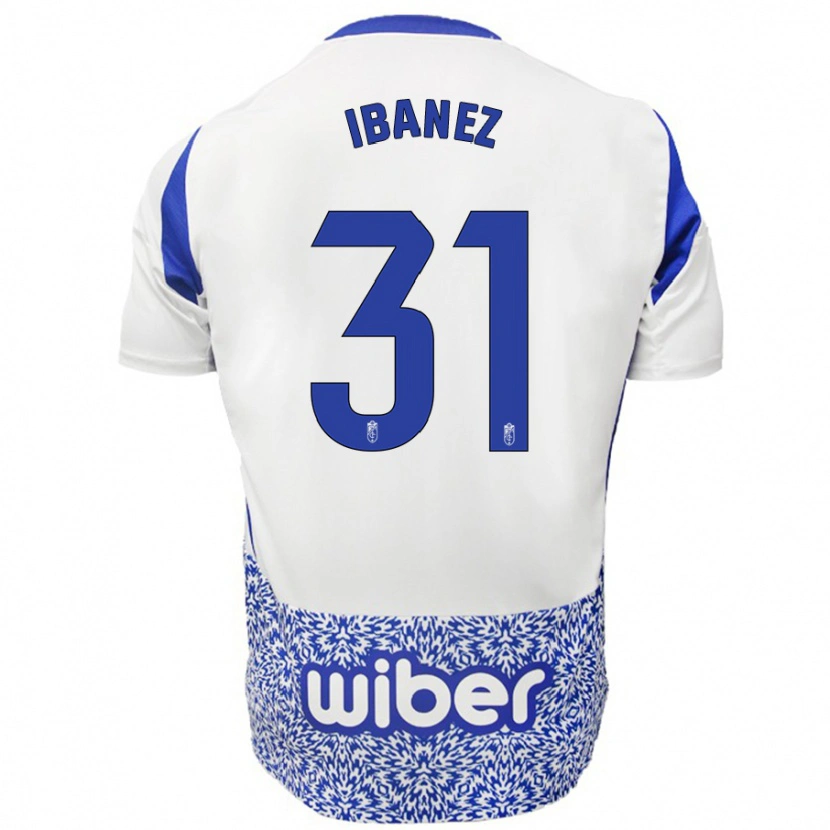 Danxen Enfant Maillot Alba Ibáñez #31 Blanc Bleu Tenues Extérieur 2024/25 T-Shirt