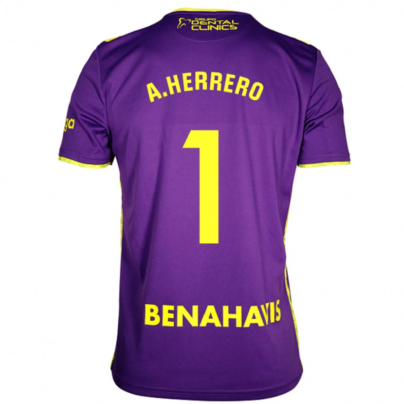 Danxen Enfant Maillot Alfonso Herrero #1 Violet Jaune Tenues Extérieur 2024/25 T-Shirt