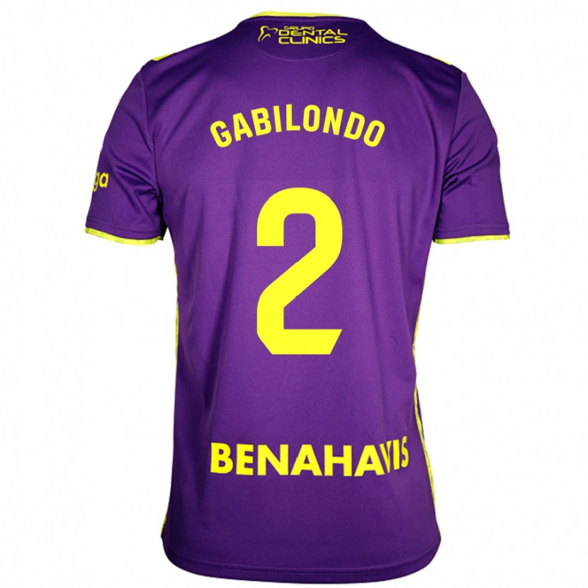 Danxen Enfant Maillot Jokin Gabilondo #2 Violet Jaune Tenues Extérieur 2024/25 T-Shirt