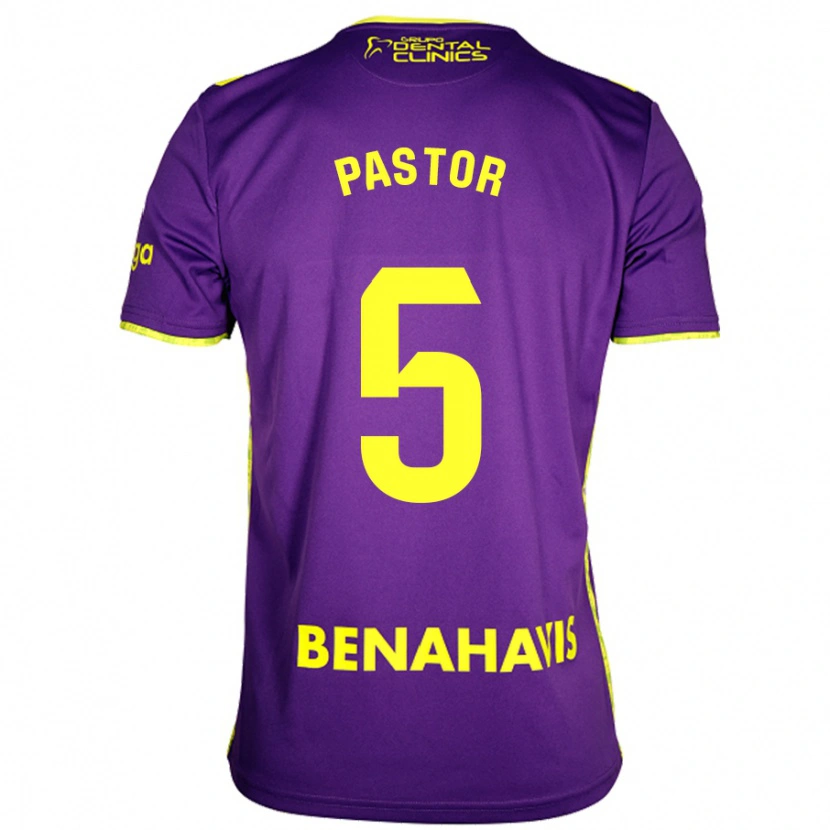 Danxen Enfant Maillot Álex Pastor #5 Violet Jaune Tenues Extérieur 2024/25 T-Shirt