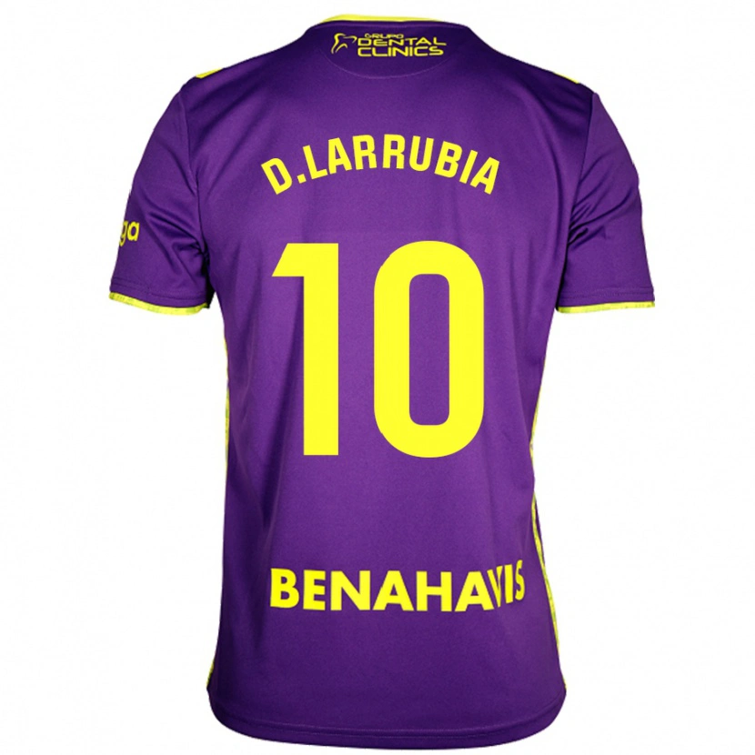 Danxen Enfant Maillot David Larrubia #10 Violet Jaune Tenues Extérieur 2024/25 T-Shirt